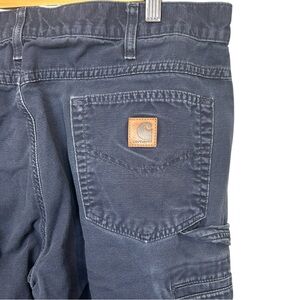 Carhartt‎ Navy Blue Loose Fit Carpenter Work Pants 36x32 Cotton Canvas READ